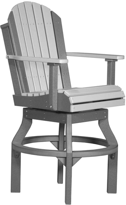 Poly Adirondack Swivel Chair in Dove Gray and Slate, designed for the 4' x 6' Rectangular Bar Set, constructed from weather-resistant poly lumber for stylish and comfortable outdoor seating