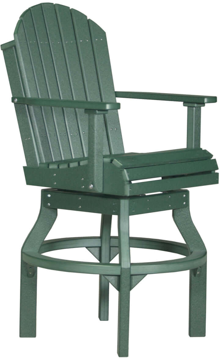 Poly Adirondack Swivel Chair in Green, part of the 4' x 6' Rectangular Bar Set, built with durable poly lumber and stainless steel, offering comfortable and eco-friendly seating for your patio.