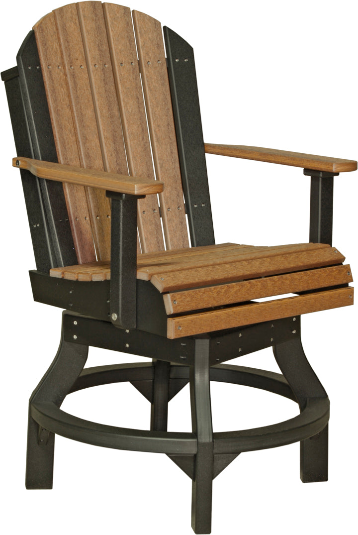 LuxCraft Adirondack Counter Swivel Chair in Antique Mahogany & Black, combining classic charm with a modern twist.