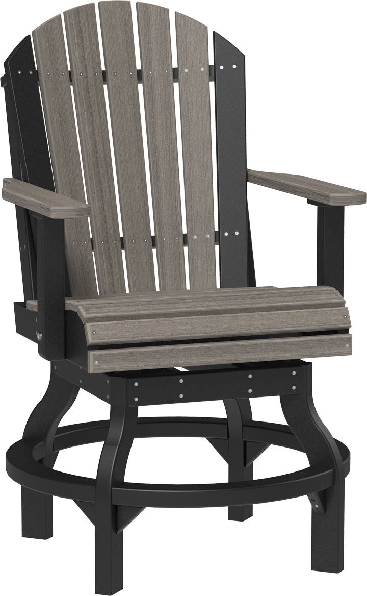 Sleek LuxCraft Adirondack Dining Swivel Chair in a coastal gray and black combination, showing off its clean lines and comfortable seating.