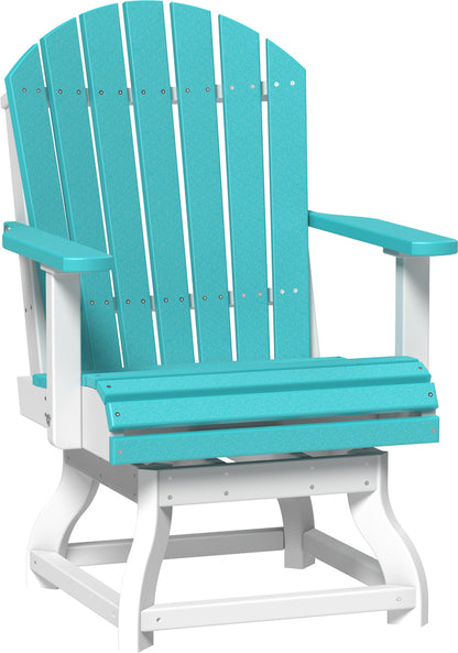 Aruba Blue & White Adirondack Dining Swivel Chair with vibrant blue slats and a white frame, featuring a 360° swivel mechanism.