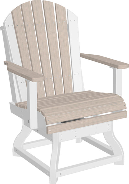 Elegant LuxCraft Adirondack Dining Swivel Chair in a fresh birch and white color combination, perfect for bright outdoor spaces.