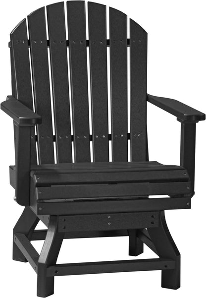 Classic all-black LuxCraft Adirondack Dining Swivel Chair, designed for modern and minimalist outdoor decor.