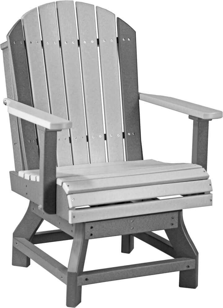 Dove Gray & Slate Poly Adirondack Chair, displaying a subtle blend of dove gray and slate hues, offering a contemporary look for patio or garden seating.