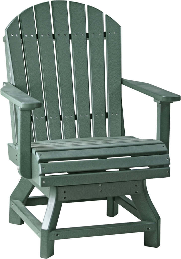 Vibrant Green Poly Adirondack Chair, crafted from durable recycled materials, provides a pop of color and eco-friendly seating solution for any outdoor space.