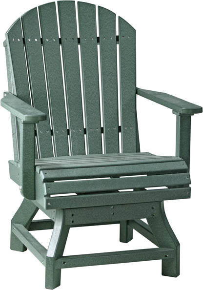 Green Adirondack Dining Swivel Chair with deep green slats and a coordinating green frame, offering a classic outdoor look.