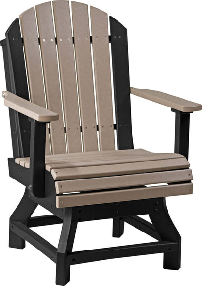 Weatherwood & Black Poly Adirondack Chair, featuring a classic weatherwood finish with a contrasting black frame, combines traditional style with modern durability.