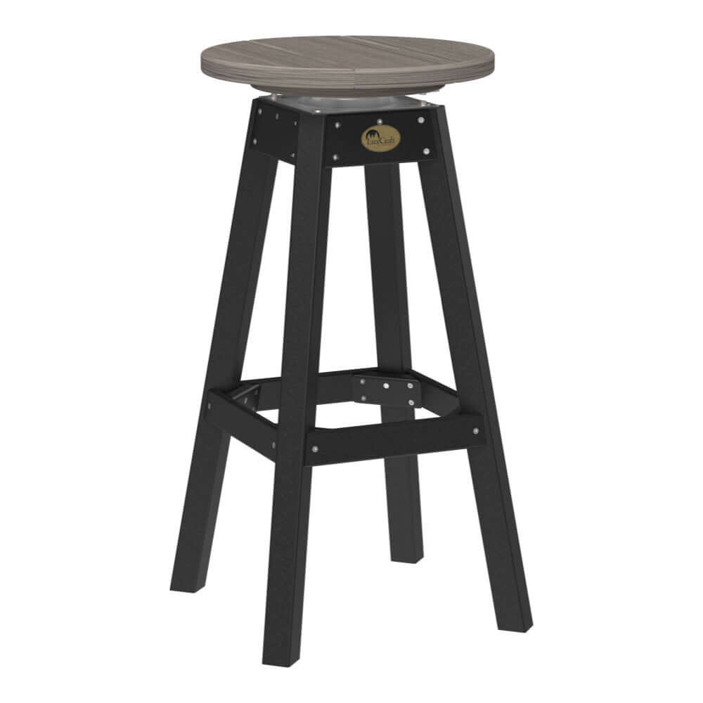 Coastal gray and black Poly Lumber Outdoor Bar Stool, with durable poly lumber and classic outdoor style.