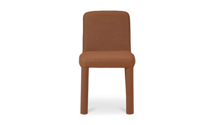 Front view of the Place Rust Dining Chair by Moe's Home Collection in rust-colored polyester.