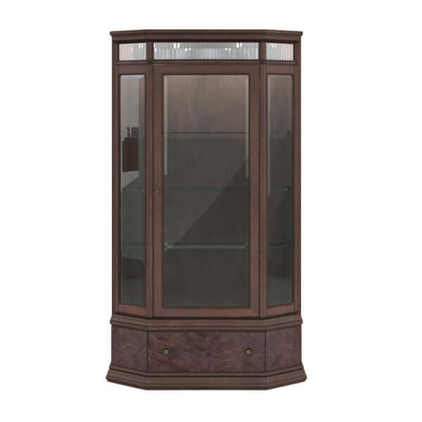 Front view of the Revival traditional display cabinet with glass doors closed.