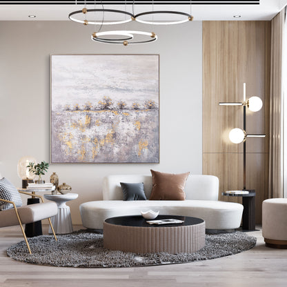 Rugged Vale artwork displayed in a modern living room with neutral decor.