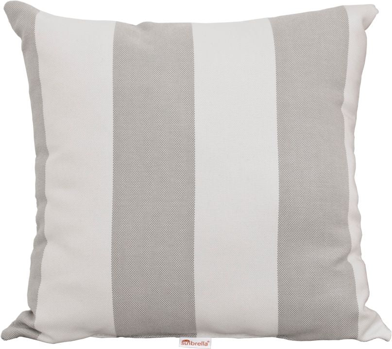 LuxCraft throw pillow in Solona Seagull, featuring soft gray and white stripes for a serene outdoor ambiance.