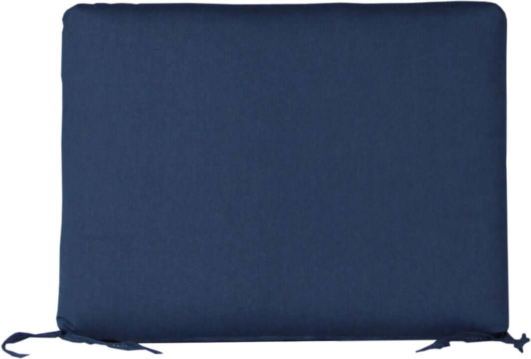 Solid indigo blue outdoor seat cushion in Spectrum Indigo, ideal for vibrant seating setups.