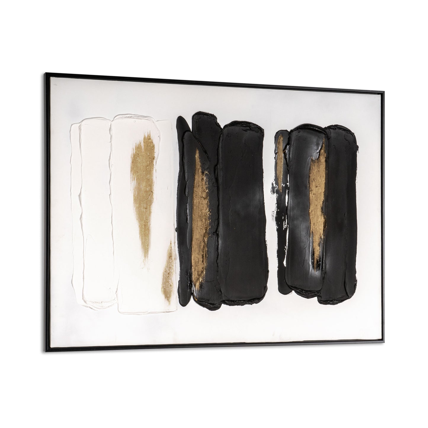 Side profile of Abstract Harmony painting with its slim black composite frame.