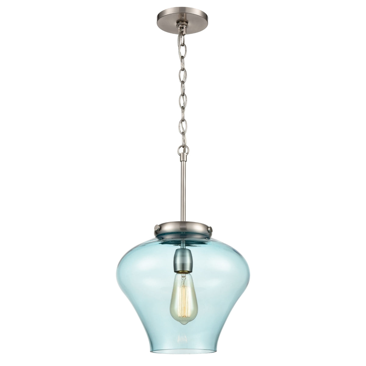 Amore 12'' Wide 1-Light Pendant Satin Nickel Ceiling Mount with Adjustable Chain