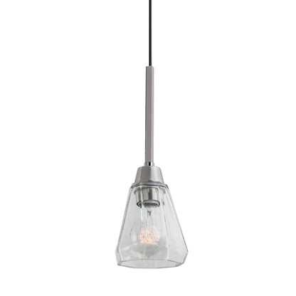 Arctic 5” Pendant Light with polished nickel finish and faceted clear glass shade, modern design.