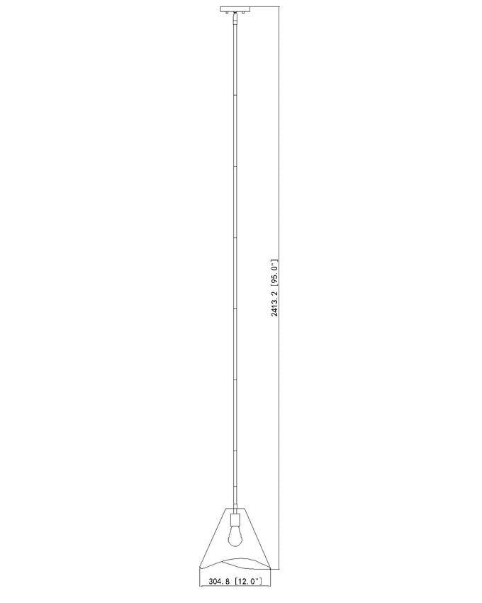 Aria pendant light dimension line drawing 12 inch width.