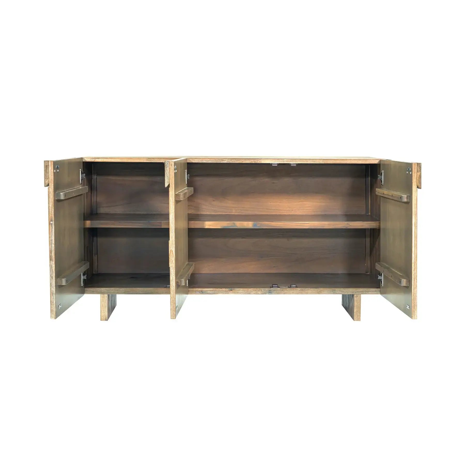  Atlantis Contemporary Sideboard open to reveal spacious interior with adjustable shelves.