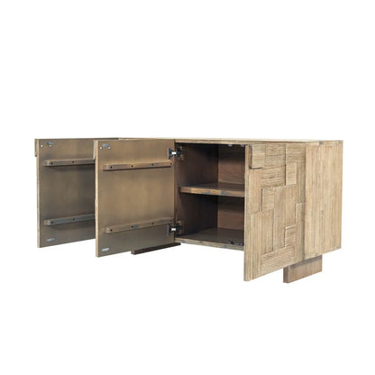 Open view of the Atlantis Contemporary Sideboard revealing spacious storage with shelves and soft-close hinges.