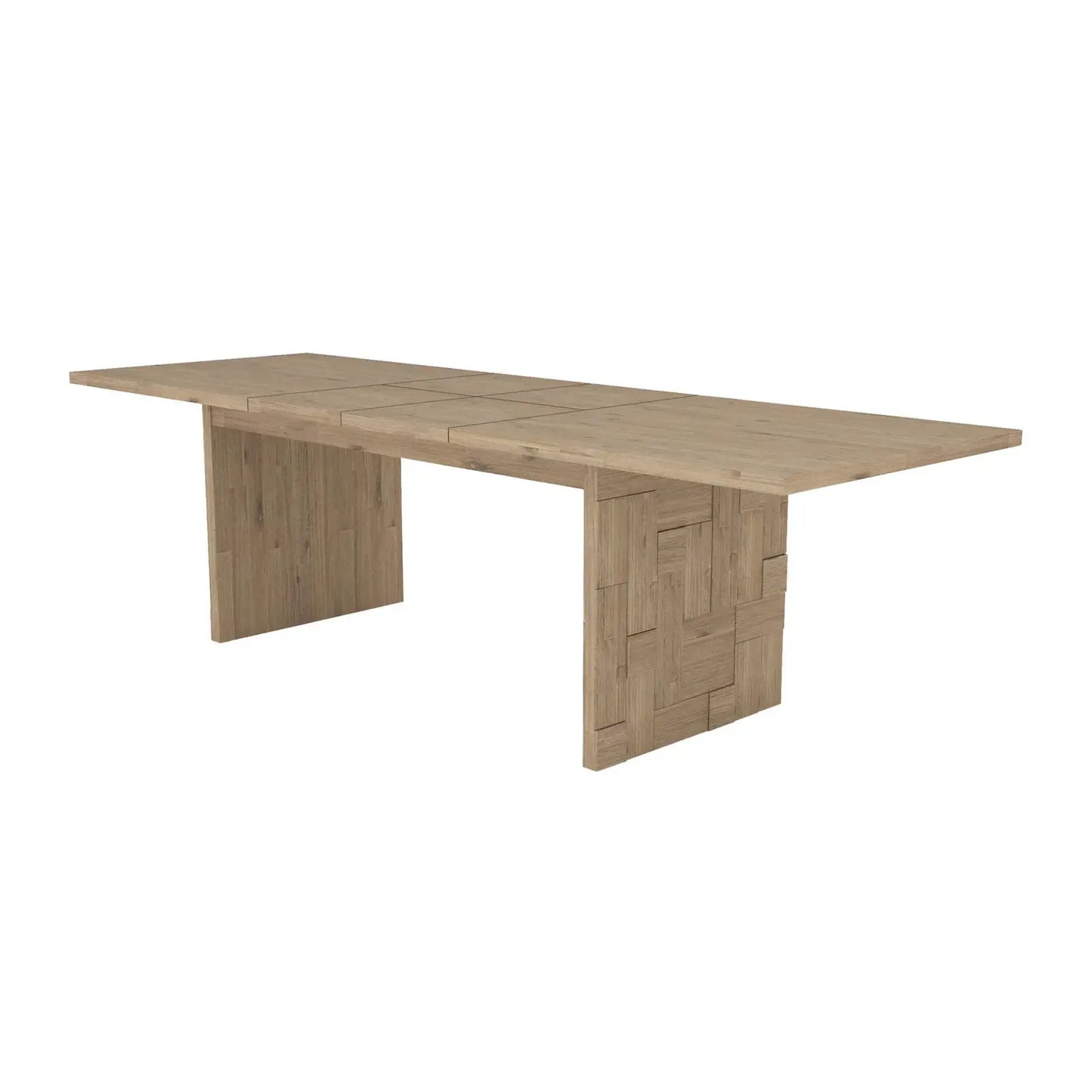 Atlantis extendable dining table fully extended to 102 inches, seating up to 8 guests.