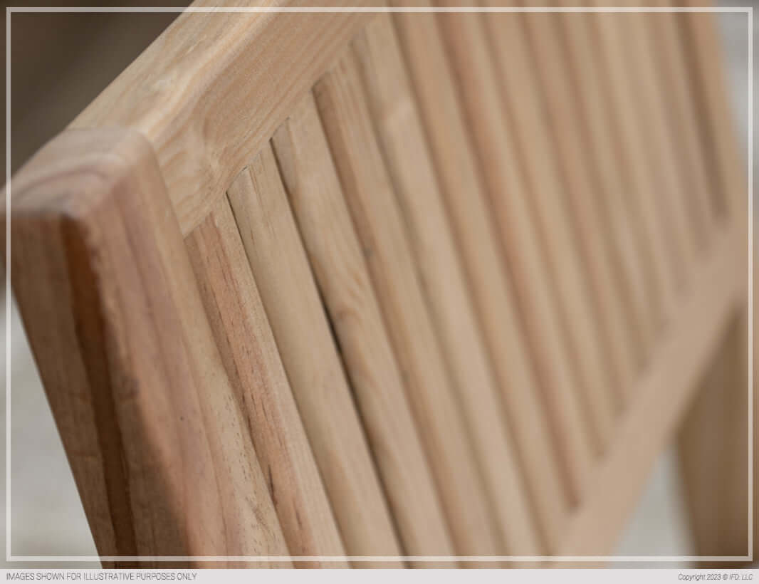 Detailed view of the slat back design of the Giza Dining Chair.