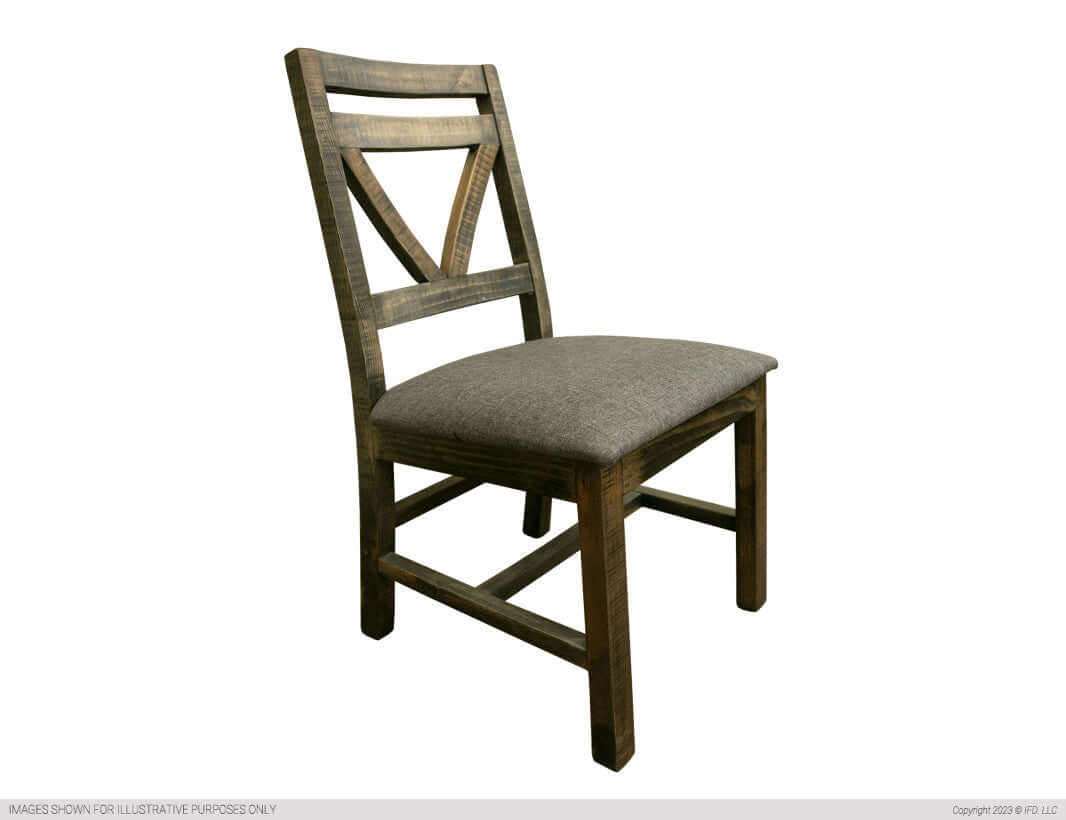 Full view of the Loft Brown Wooden Dining Chair showcasing its rustic design.