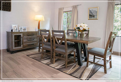 Loft Brown Transitional Dining Table in a stylish dining room setting.