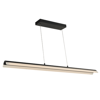 Bar pendant light in brushed aluminum finish, angled glowing view.