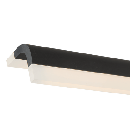 Contemporary matte black bar pendant light, clean LED design.