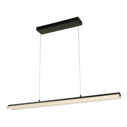Matte black bar pendant light, sleek suspended profile.