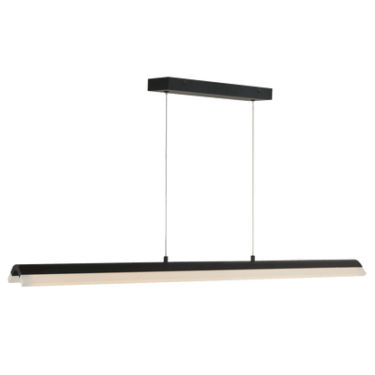 Matte black bar pendant light, slim linear design top view.