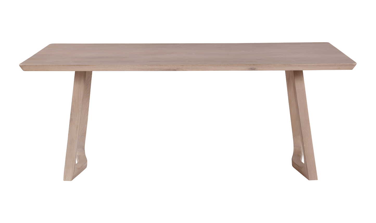 Front view of Silas White Oak Dining Table with mid-century modern design