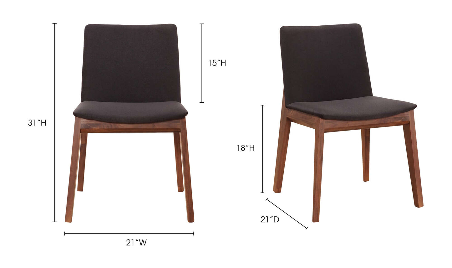 Front view of Deco Black Dining Chair with measurements.