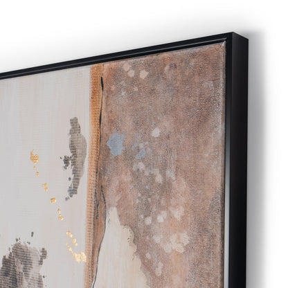 Side profile of the black floater frame on the Layered Coast wall art.