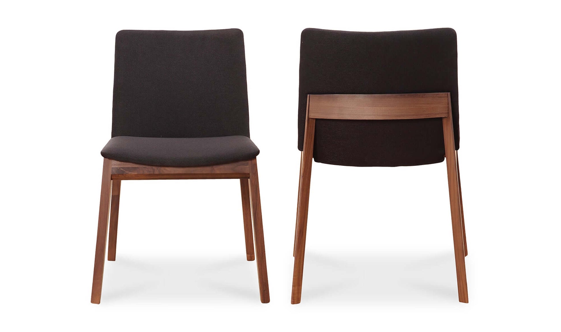 Pair of Deco Black Dining Chairs from front and back.