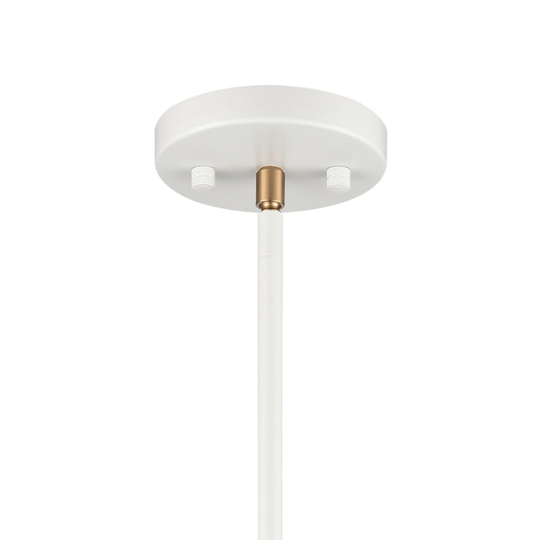 Canopy and rod assembly of the pendant light in matte white finish.