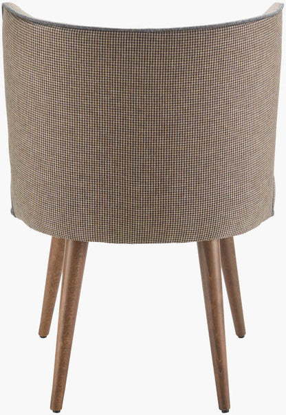 Back view of the Surya Gabby dining chair, showcasing the elegant brown polyester upholstery and sturdy beechwood legs.