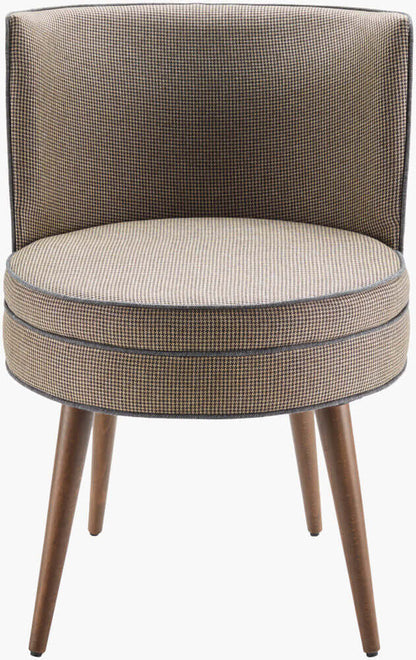 Front view of the Surya Gabby brown modern dining room chair showcasing its sleek, minimalist design and comfortable upholstery.