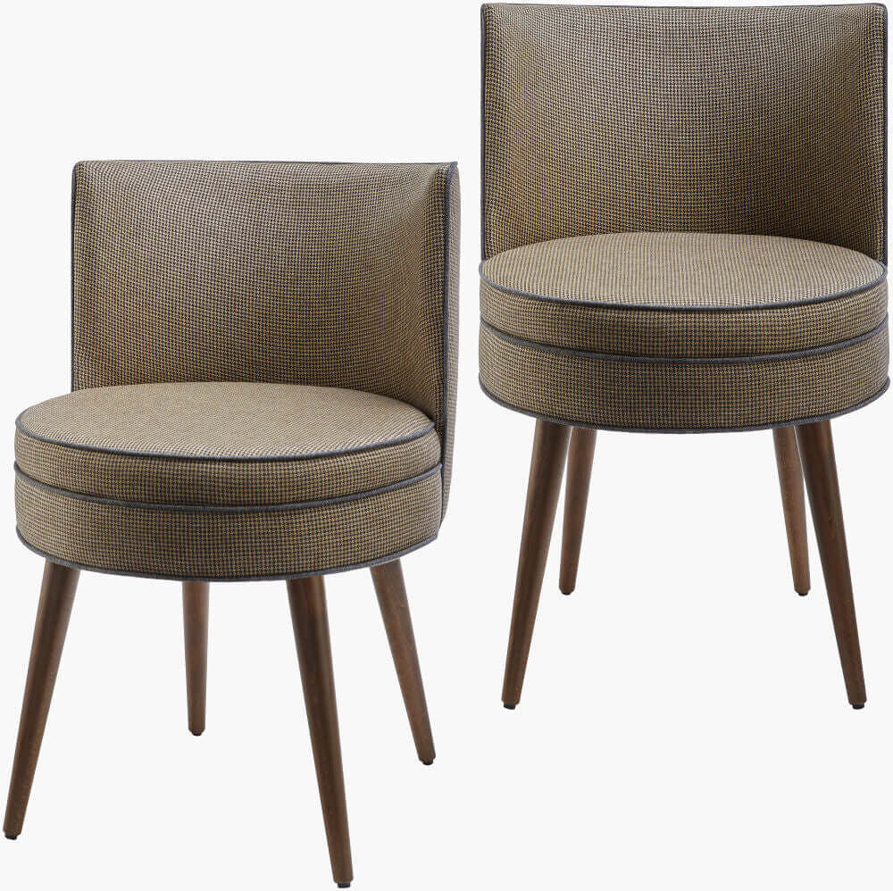 Set of two Surya Gabby brown modern dining chairs, perfect for adding contemporary style to any dining space.