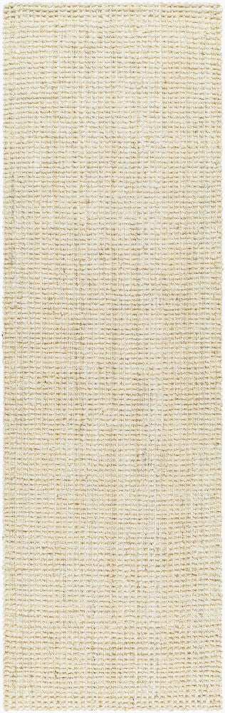  Butter jute runner rug with flat texture and simple design.