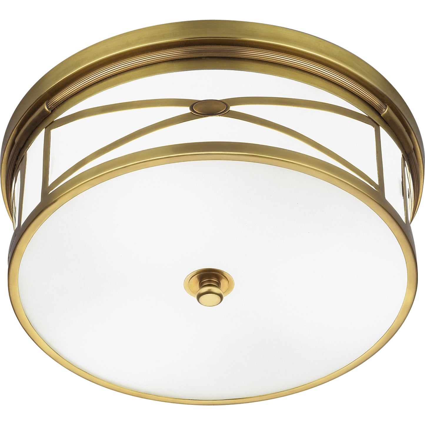 Elegant dining room light with antique brass finish, showcasing intricate crisscross metal framework.