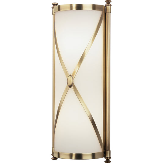 Chase Wall Sconce in antique brass finish with frosted glass shade