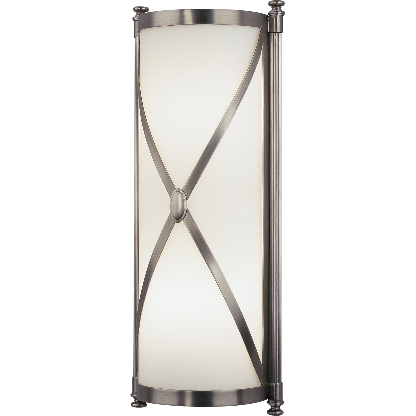 Close-up of Chase Wall Sconce in dark antique nickel finish with frosted glass shade.