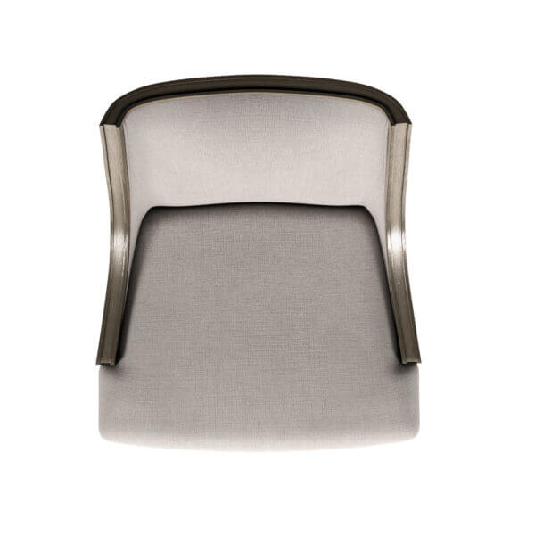 Top view of the Cove transitional dining room chair, displaying the elegant curved back and sturdy construction.