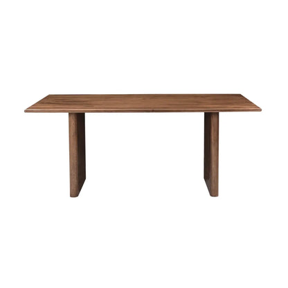 Side profile of the Dallas Brown Wood Dining Table in solid mango wood with a dark honey-brown finish.