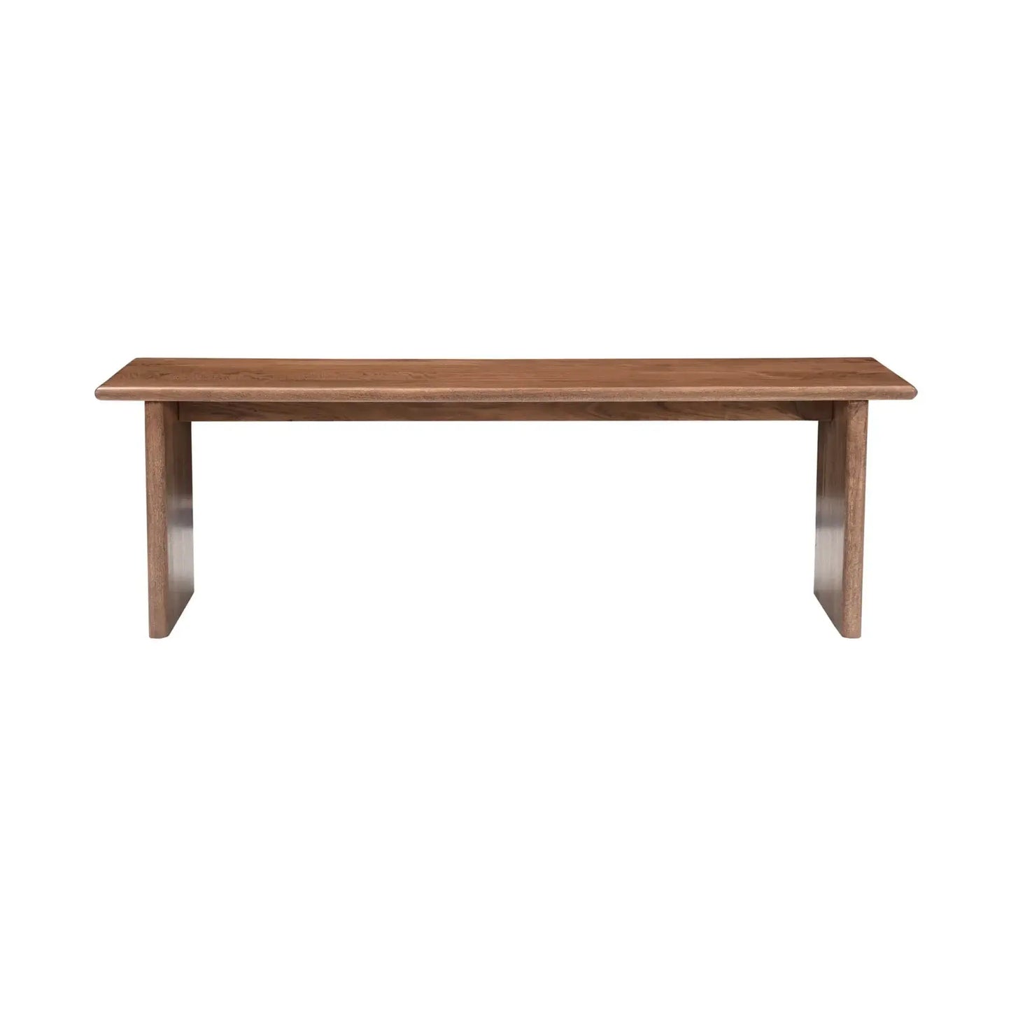  Dallas Solid Wood Dining Bench made of solid mango wood in dark honey brown finish, front view.