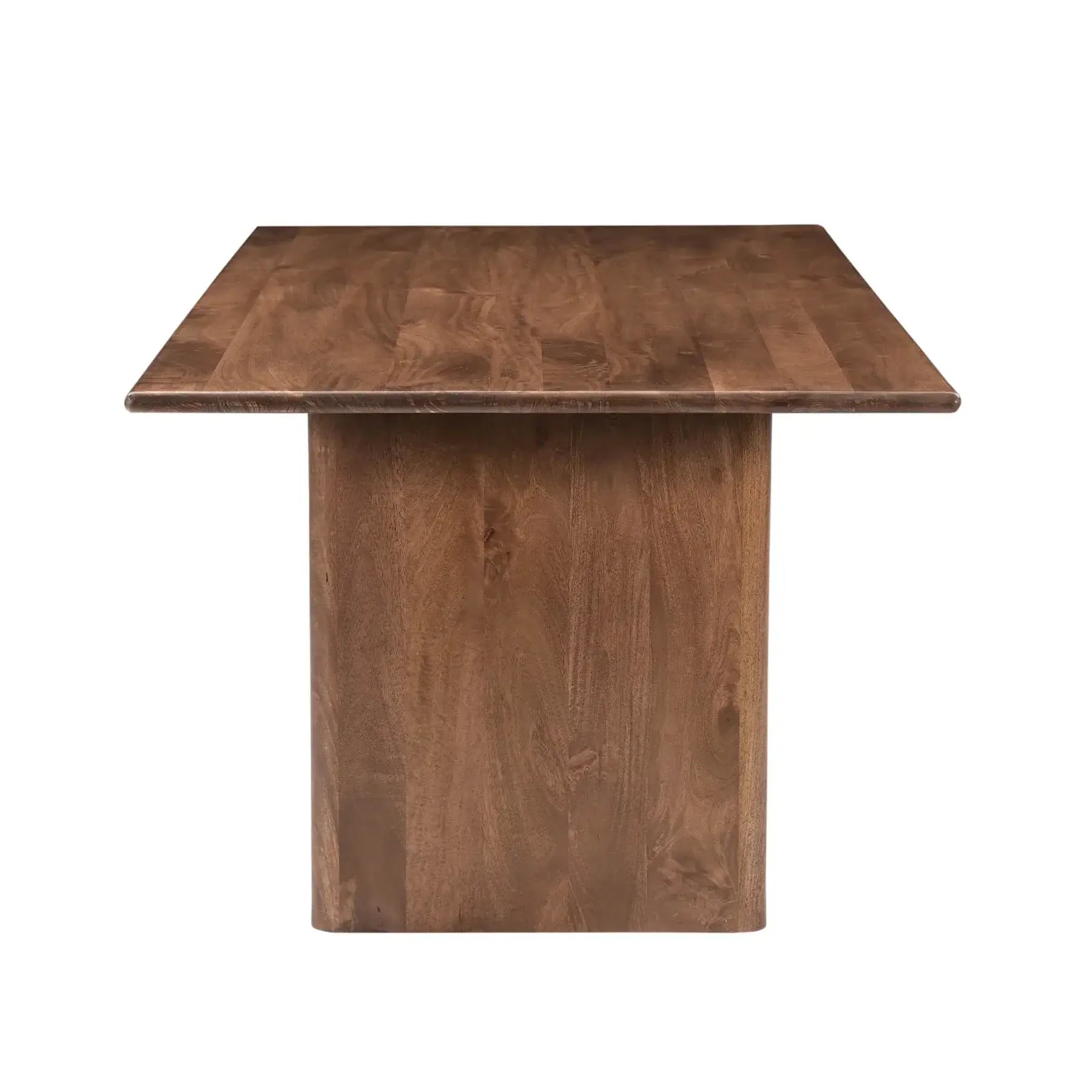 Side profile of the Dallas Solid Wood Dining Table with solid wood construction and clean lines for a modern look.