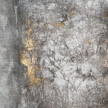 Abstract contemporary canvas showcasing tactile texture and dynamic gold tones.