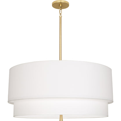 An ascot white two-tiered hanging pendant light with a warm brass finish, designed for modern and sophisticated spaces.