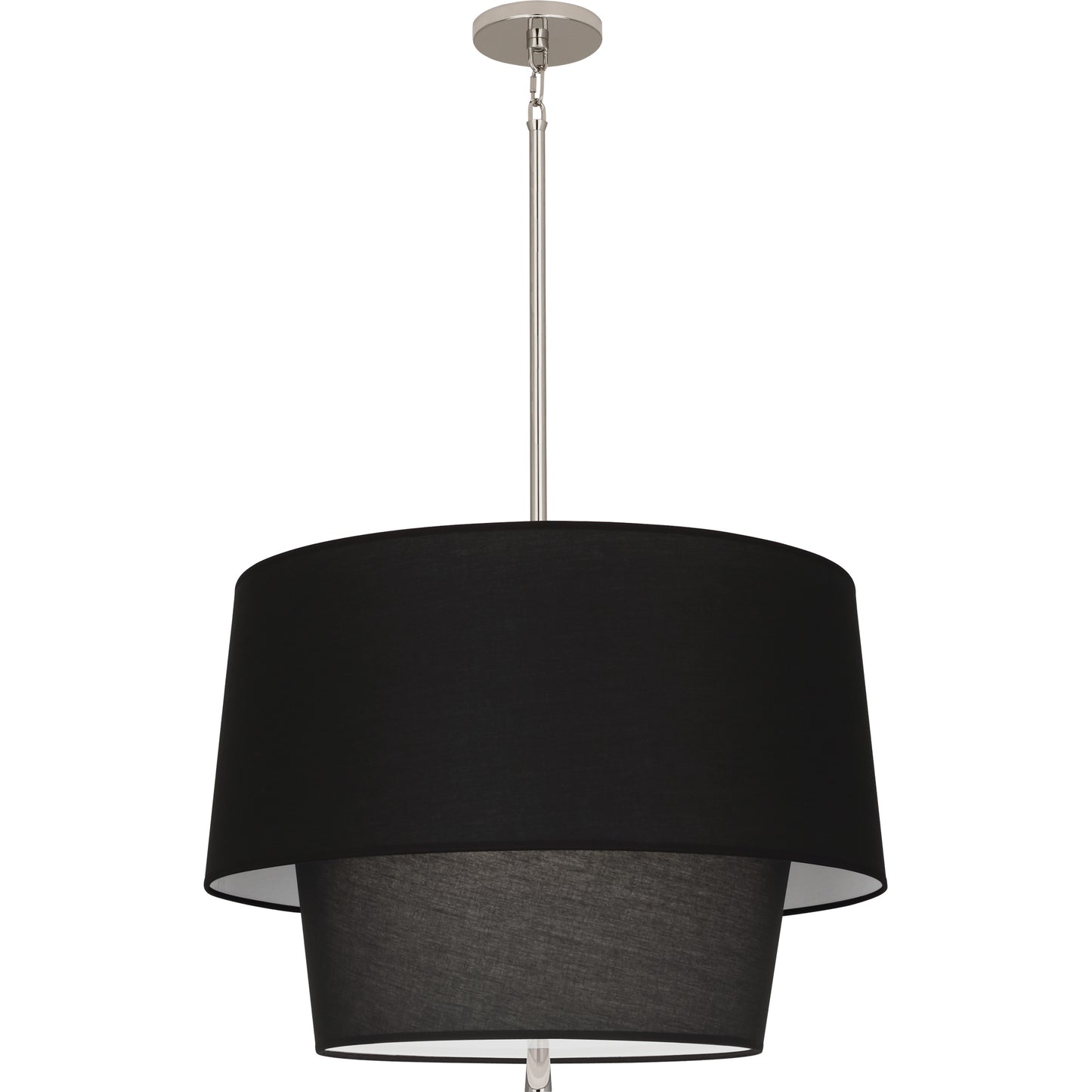  Side view of Raven Black two-tier pendant light in polished nickel finish, emphasizing the layered structure.